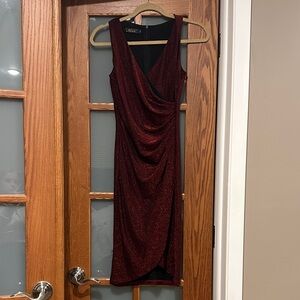 Chic Asymmetrical Sparkly Burgundy Dress